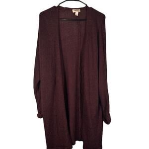 Forever 21 Maroon Knit Long Sleeve Opened Front Cozy Knit Cardigan Women Sz S